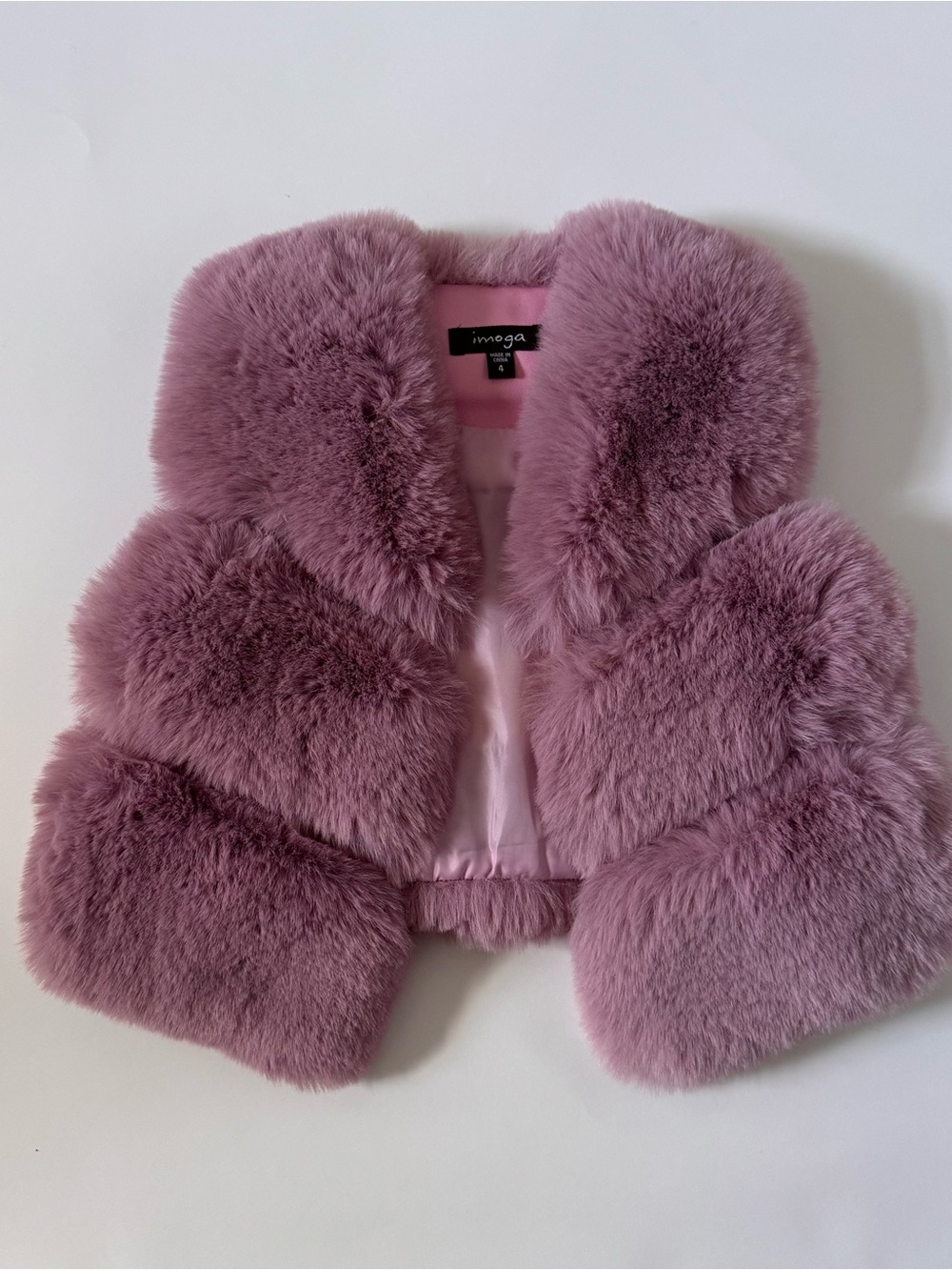 Imoga Girls' Dusty Rose Faux Fur Vest